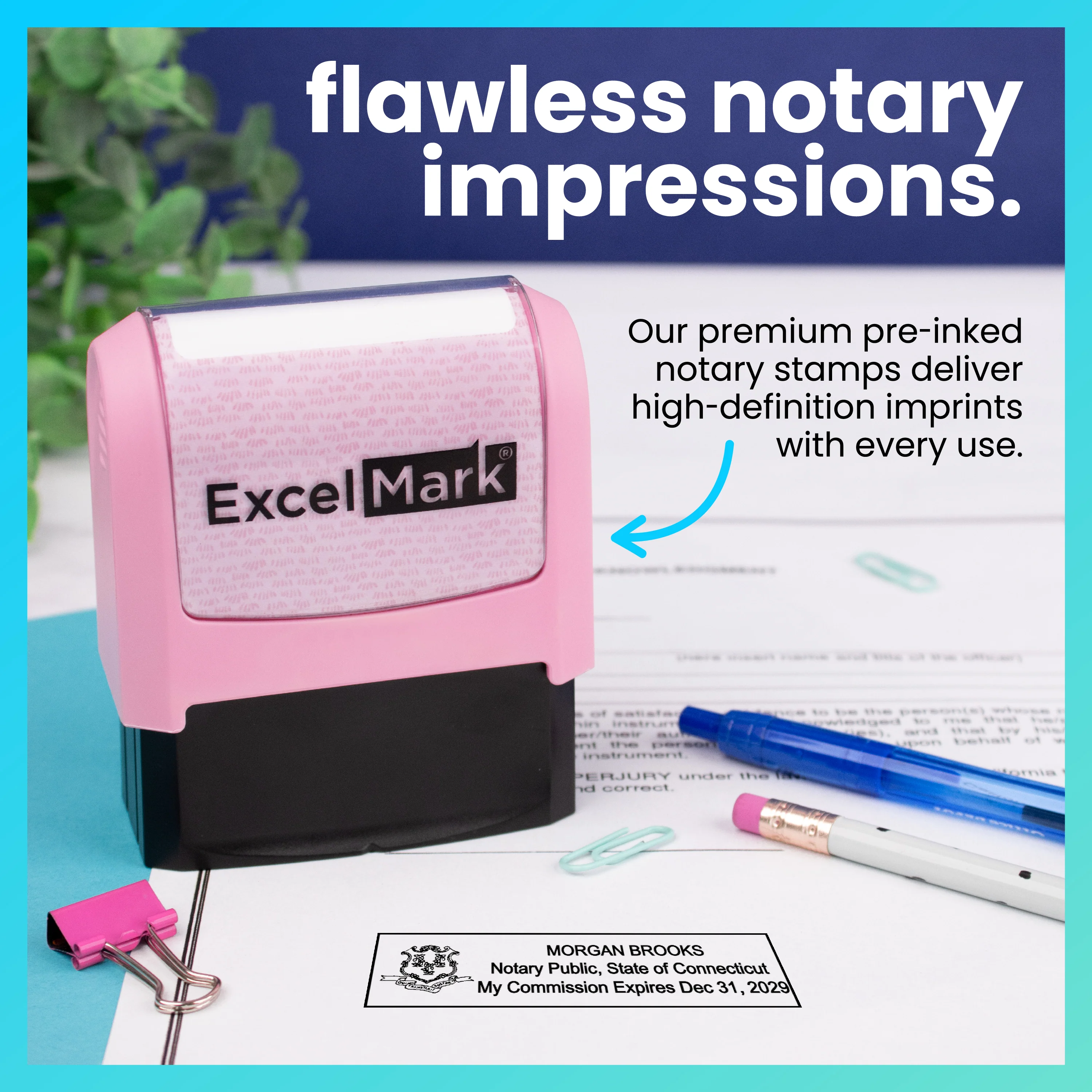 Pink Connecticut Notary Stamp - Image 3