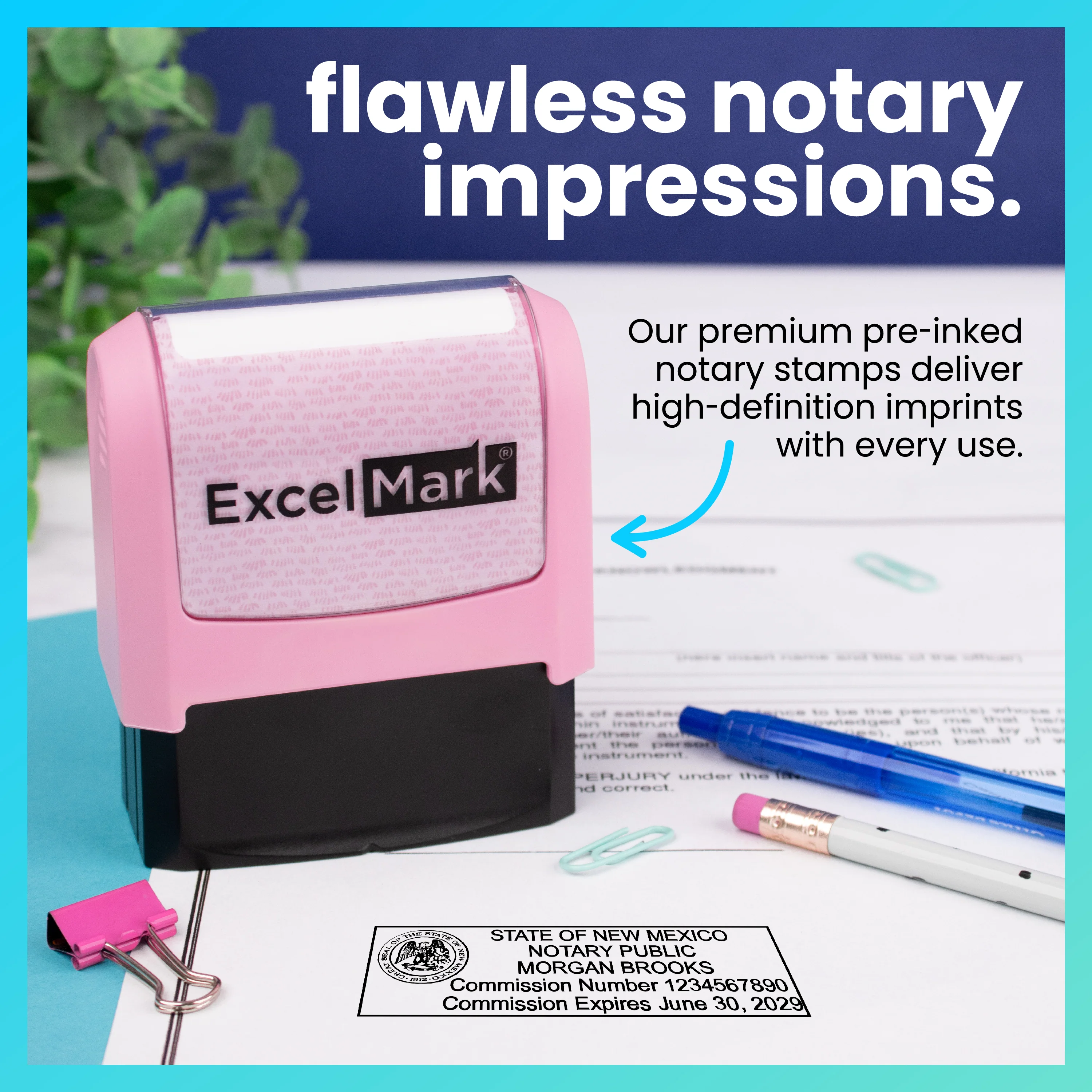 Pink New Mexico Notary Stamp - Image 3